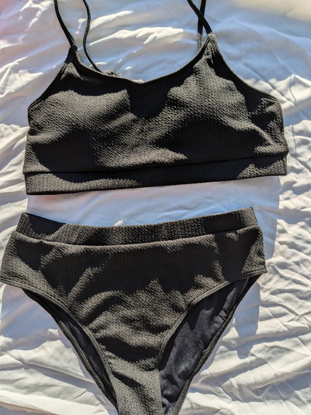 Source Unknown Black Textured Two-Piece Bikini Set